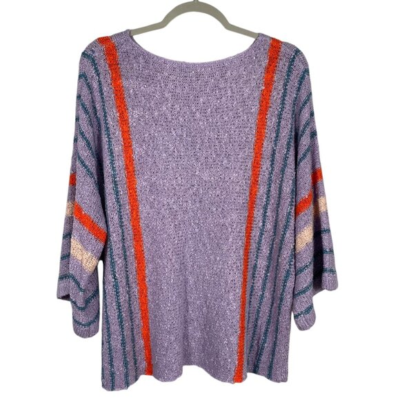 Dokotoo Retro Boho Open Knit 3/4 Sleeve Batwing Lightweight Purple Sweater XL - Picture 4 of 8